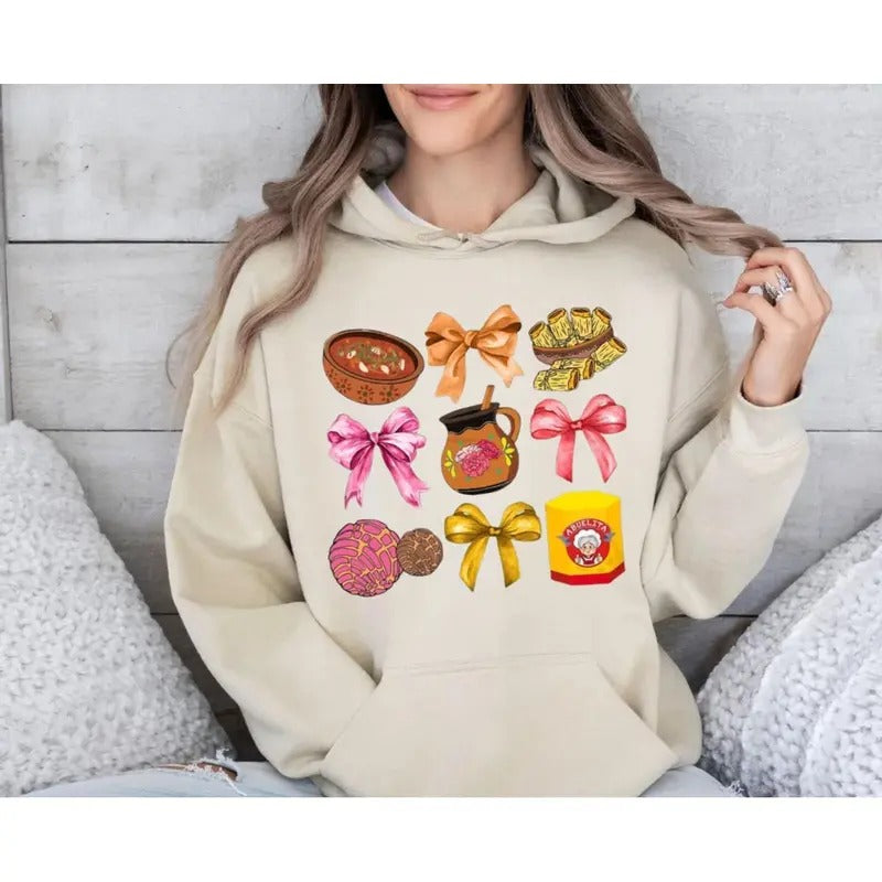 Christmas Mexican Food Coquette Shirt, Pan Dulce, Spanish Christmas Hoodie, Merry Christmas,For Christmas, Latino Xmas Gifts Sweatshirt, Unisex Sweater Pullover Tee