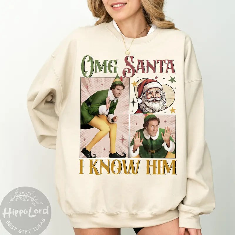 Christmas Movie Buddy The Elf Christmas Sweatshirt, Buddy The Elf Shirt, Funny Christmas  Cotton Crewneck