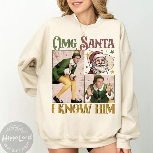 Christmas Movie Buddy The Elf Christmas Sweatshirt, Buddy The Elf Shirt, Funny Christmas  Cotton Crewneck