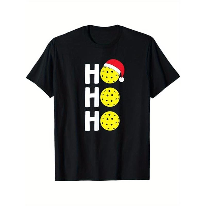 Christmas Pickleball T Shirt Santa Hat Holiday Ho T-Shirt, 100% Cotton, Gifts for Men Dad Husband Grandpa, S-XXXL, Black...