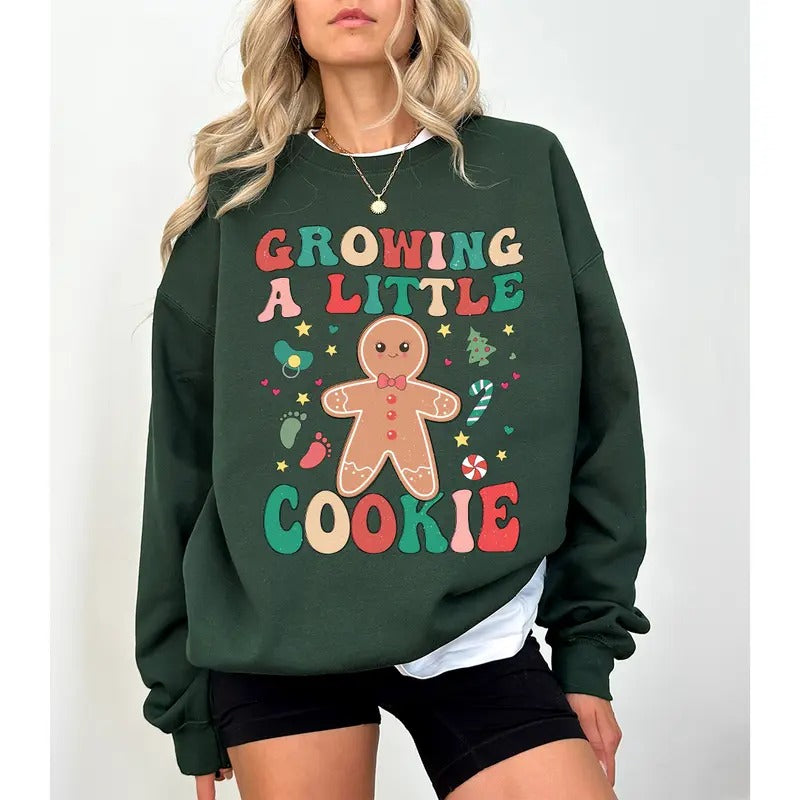 Christmas Pregnancy Announcement Sweatshirt, Maternity Christmas Shirt, Christmas Cookie Tee, Funny Baby Reveal, New Mom Gift for Expecting