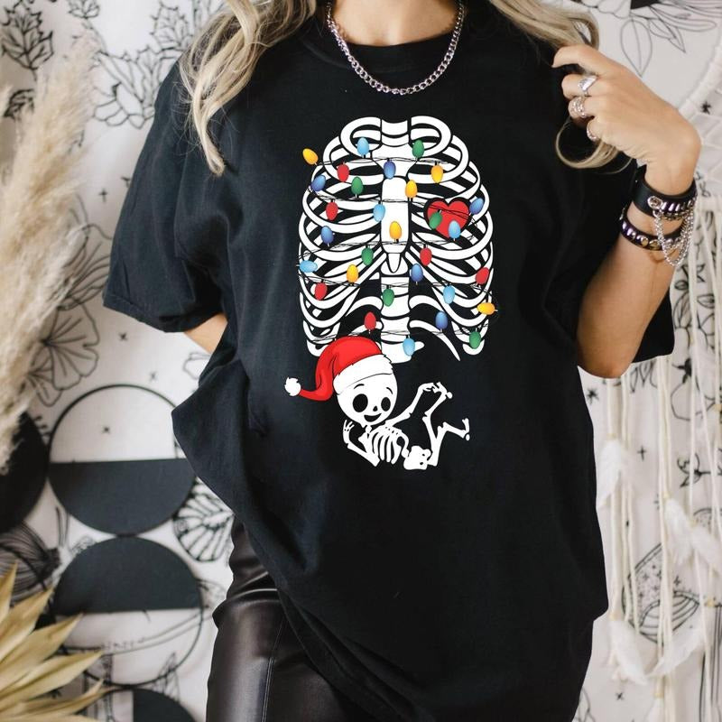 Christmas Pregnancy Shirt, Skeleton Christmas Pregnancy Sweatshirt, Maternity Christmas, Pregnant Skeleton Xmas Baby Shirt, Christmas Maternity Shirt, New Mom To Be Gift Shirt
