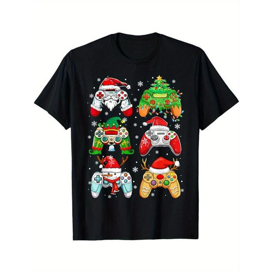 Christmas Printed, Men's Cotton T-shirt, Graphic Tee Men's Xmas Outdoor Clothes, Men's Clothing, Casual Short Sleeve Crew Neck T-shirt, Tops For Men, Gift For Men made in usastyle{n002}5