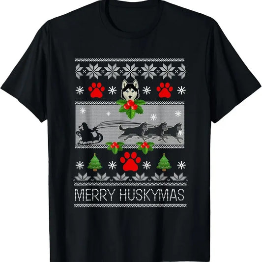 Christmas Siberian Husky Dog Husky Ugly Merry Huskymas T-Shirt