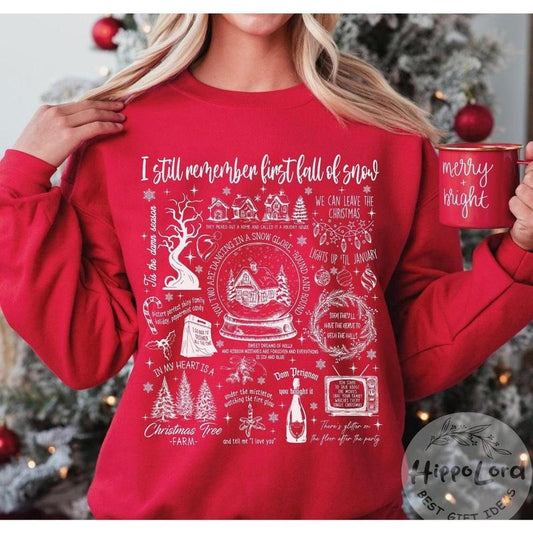 Christmas Songs Shirt, Christmas Song Lyrics Shirt, Song Lyrics Collage with Christmas Symbols & Lyrics, Christmas Gift for Christmas