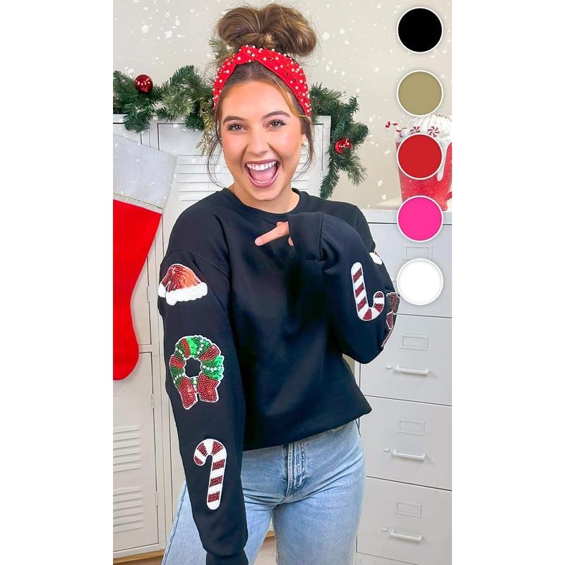 Christmas Sparkle Sleeve Sweatshirt T-Shirts, Hoodie | DripVista.com