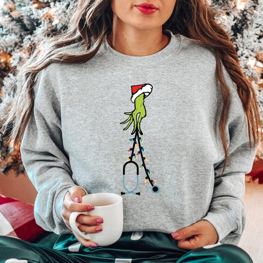 Christmas Stethoscope Sweatshirt, Matching Hospital Staff Doctor Sweater, Nurse X-mas Party Gift Hoodie, Nursing School Sweatshirt, Doctor Life Holiday Hoodie.