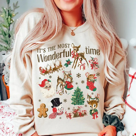 Christmas Sweatshirt, It's the most Christmas Shirt, Vintage Christmas doodles Shirt, Santa Retro Christmas, Winter Sweater, Holiday Apparel