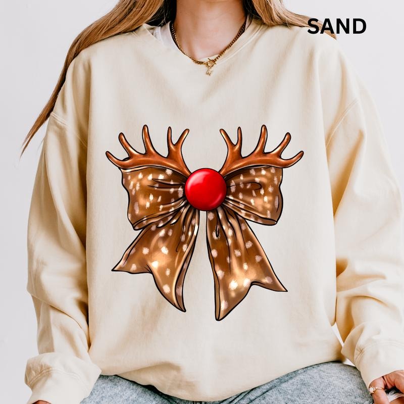 Christmas Sweatshirt, Rudolph Christmas Crewneck, Christmas Graphic Sweatshirt, Pink Christmas Crewneck T-Shirts, Hoodie