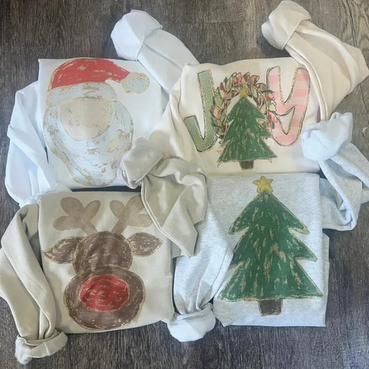 Christmas Sweatshirts - Gold Outline Christmas Sweatshirts - Christmas Look