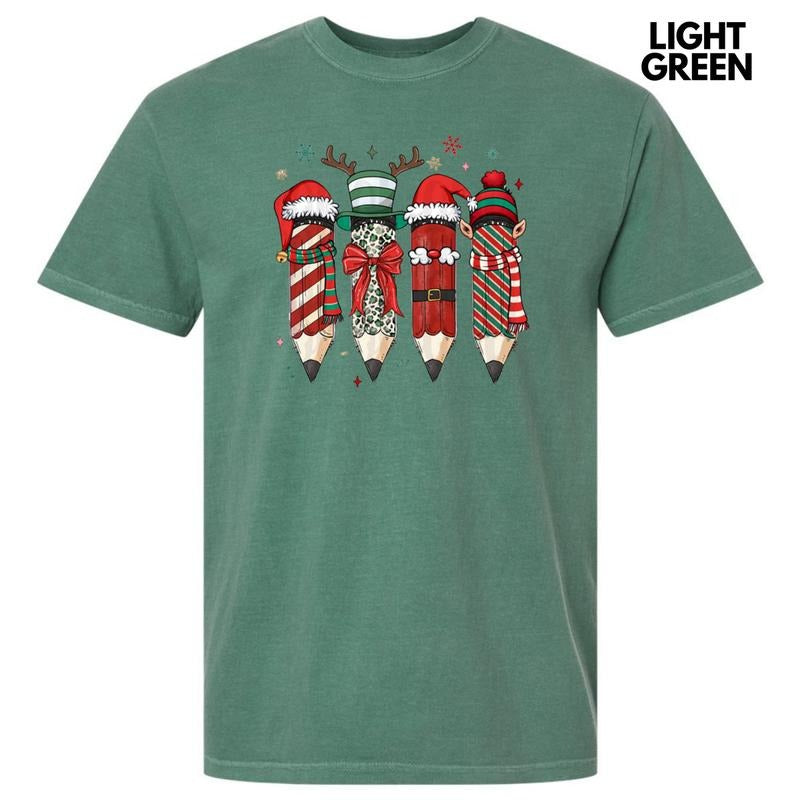 Christmas Teacher Pencils Comfort Colors T-Shirt Hoodie, Sweatshirt | DripVista.com
