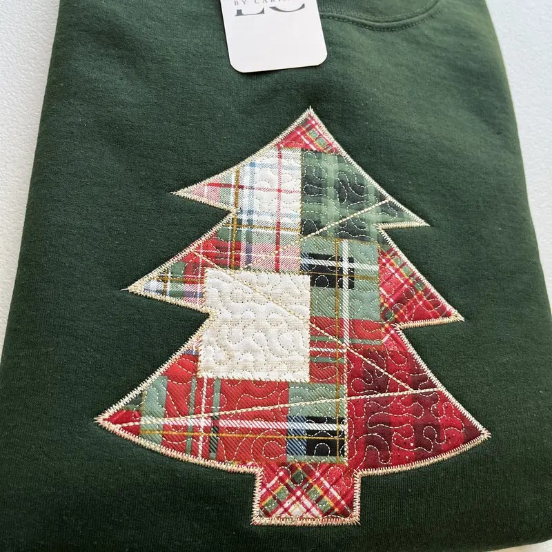 Christmas Tree Applique Embroidered Sweater | Festive Holiday Sweatshirt | Cozy Christmas Tree Sweater | Perfect for...