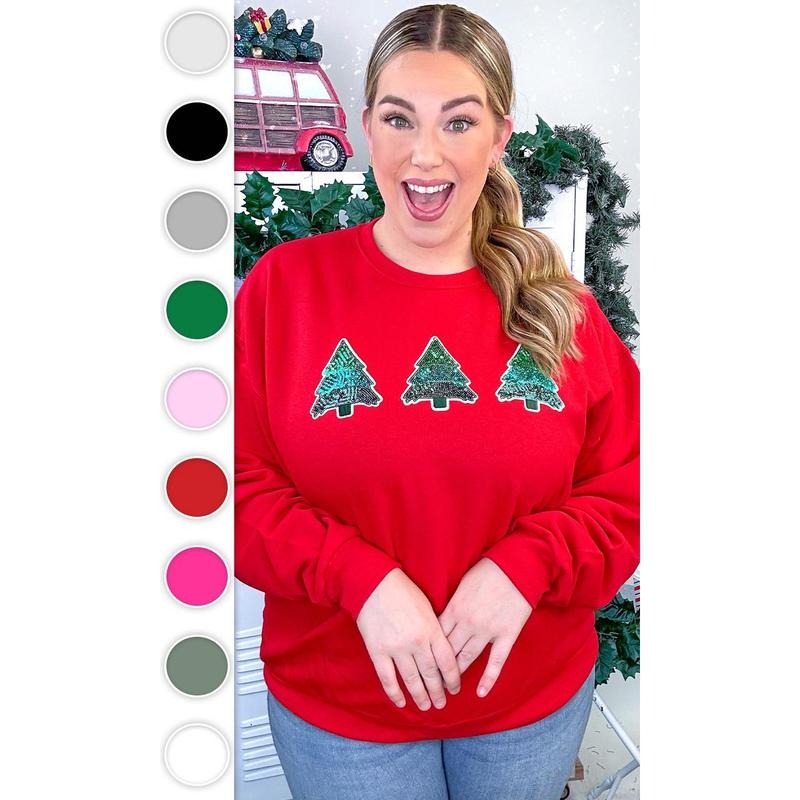 Christmas Tree Sparkle Sequin Graphic Sweatshirt T-Shirts, Hoodie | DripVista.com