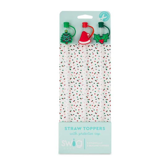 Christmas Tree Straw Topper Set