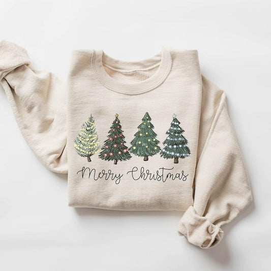 Christmas Trees Sweatshirt, Merry Christmas Sweatshirt, Holiday Sweater, Womens Holiday Sweatshirt, Christmas Shirt, Winter Sweatshirt