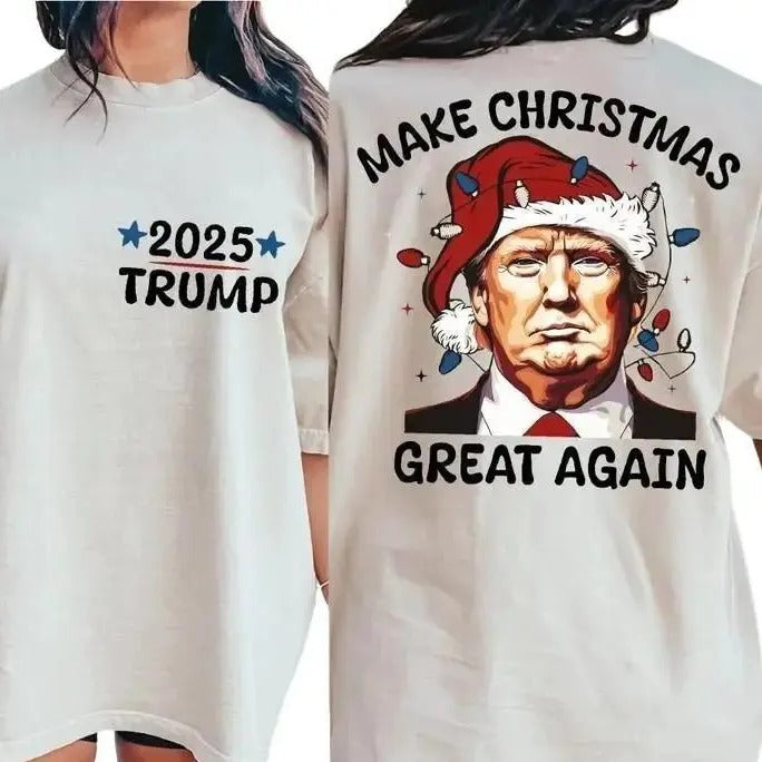 Christmas Trump Hoodie , Crewneck Sweatshirt And T-shirt, President Trump , Trump 2024 , Trump Xmas , for her , for him Womenswear