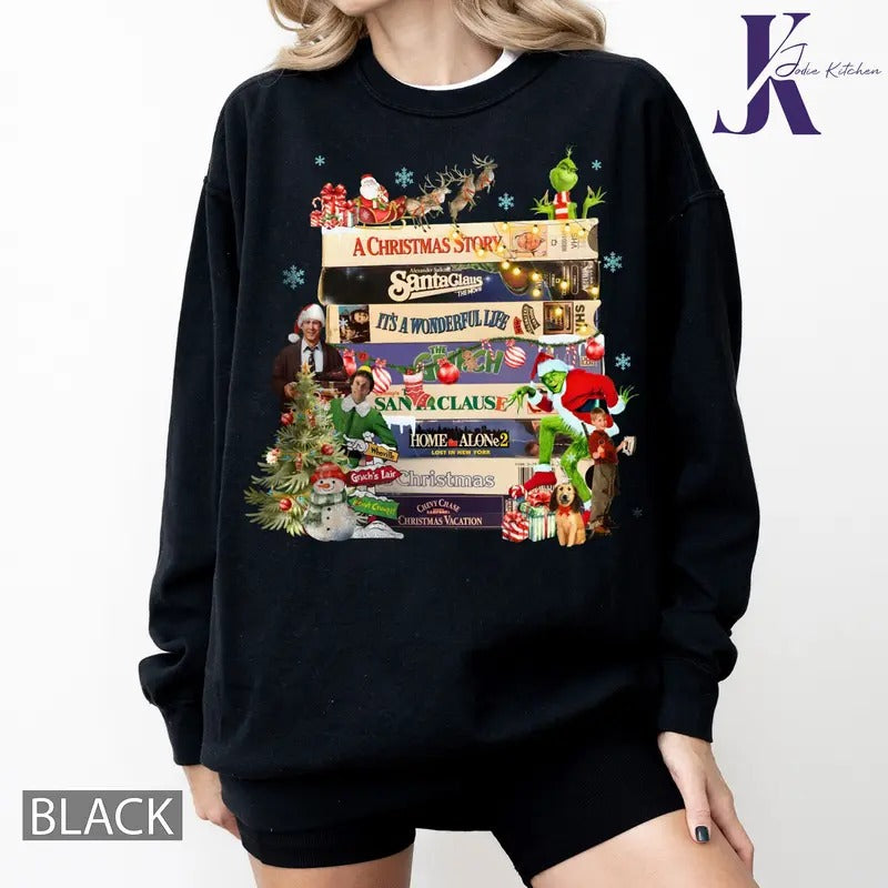 Christmas VHS Sweatshirt, Christmas Movie Shirt, Character Movie Christmas Sweater, 90s Movie Christmas, Xmas Tee