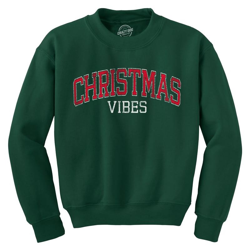 Christmas Vibes Crewneck Sweatshirt Funny Xmas Holiday Season Lovers Longsleeve Sweatshirt Funny Sweater Christmas Crew...