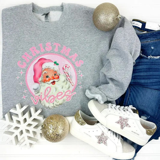 Christmas Vibes Retro Santa Sweatshirt
