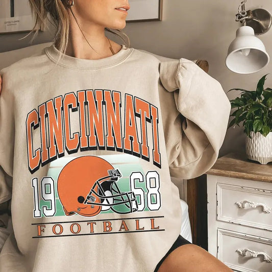 Cincinnati Vintage Sweatshirt, Classic Cincinnati Football Sweater, Cincinnati Football Crewneck, Cincinnati Football Sweatshirt for Women