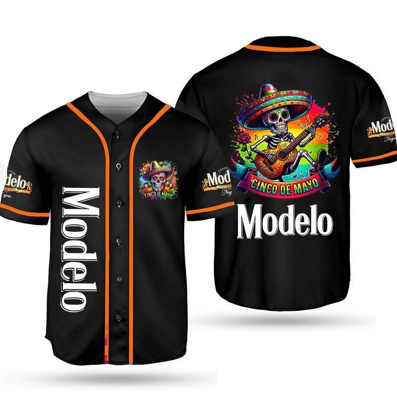 Cinco de Mayo Modelo Skull Baseball Jersey, Modelo Beer Cinc T-Shirts, Hoodie, Sweatshirt | DripVista.com
