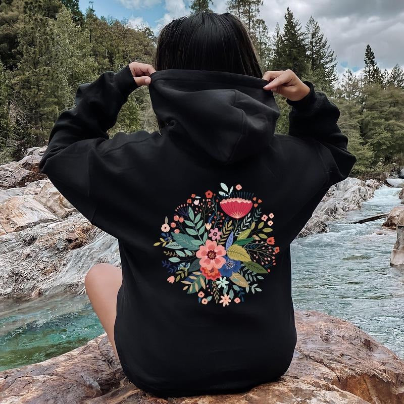 Circular Floral Folk Art Hoodie T-Shirts, Sweatshirt | DripVista.com