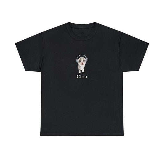 Clairo Cat T Shirt Fan Merch Cute Cat Listening to Music Funny Shirt, Wardrobe Staple, For Any Season, Clean Lines, Minimalist
