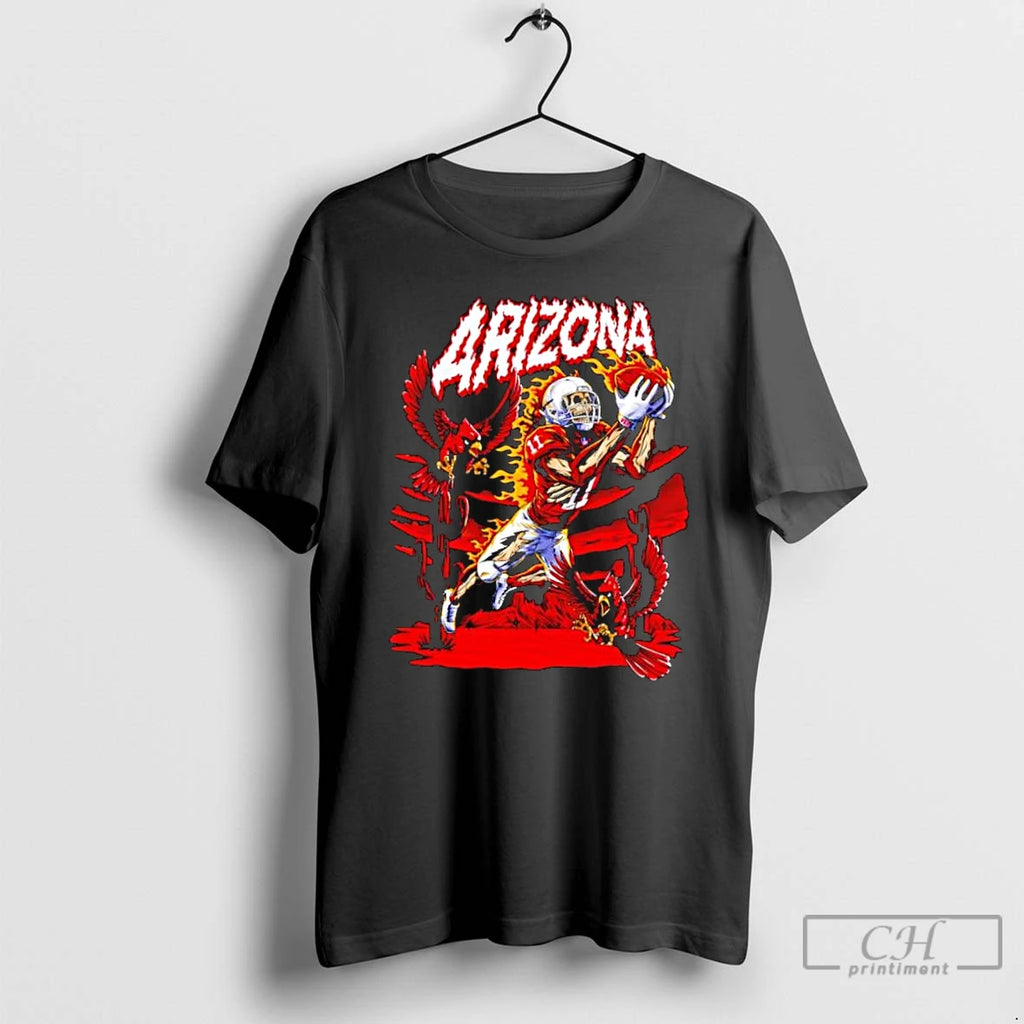 Classic Arizona Red Cardinals Skeleton Player 11 Catching Ball With Fire Birds Desert Scene T-Shirts, Hoodie, Sweatshirt