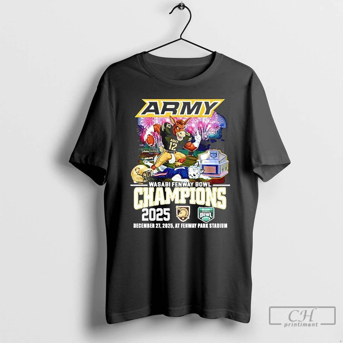 Classic Army Black Knights 2025 Wasabi Fenway Bowl Champions Mascot T-Shirts, Hoodie, Sweatshirt | DripVista.com