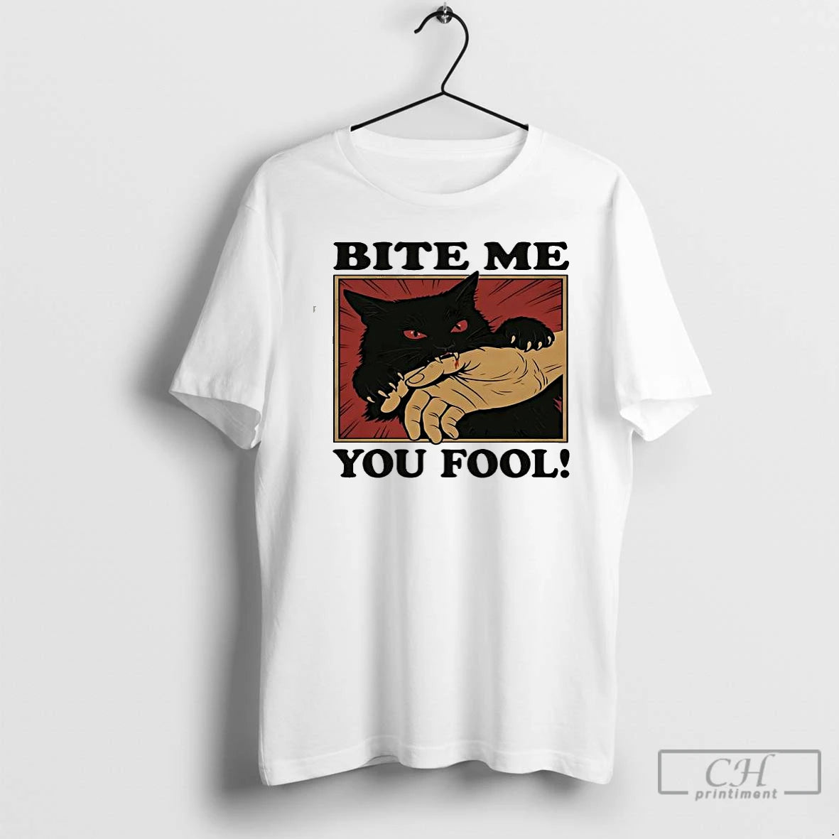 Classic Biting Black Cat Bite Me You Fool T-Shirts, Hoodie, Sweatshirt | DripVista.com
