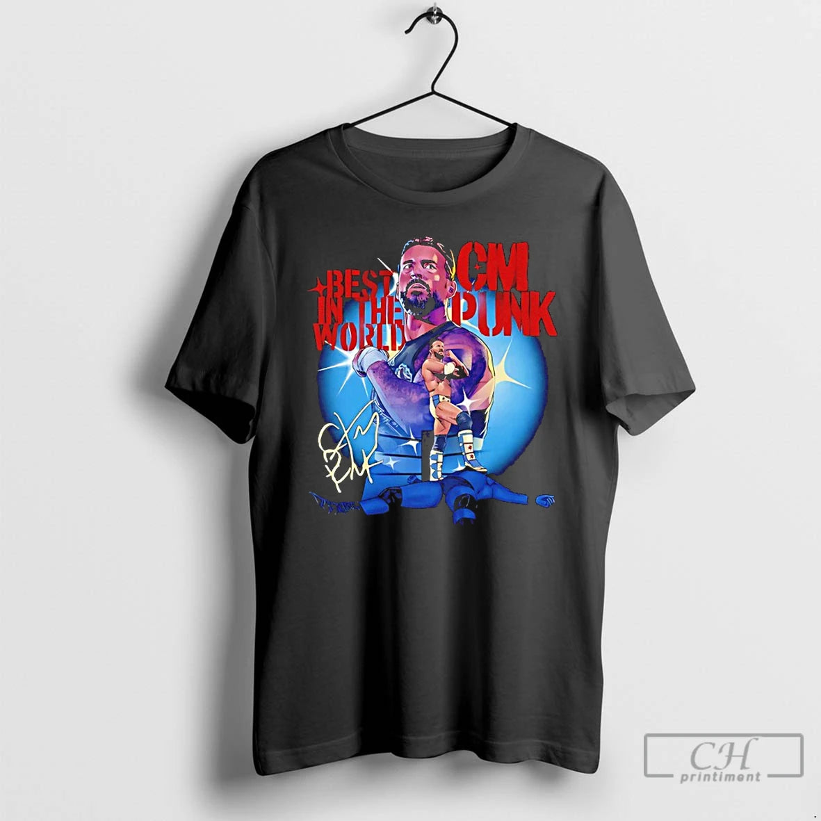 Classic Cm Punk Best In The World Stencil Signature T-Shirts, Hoodie, Sweatshirt | DripVista.com