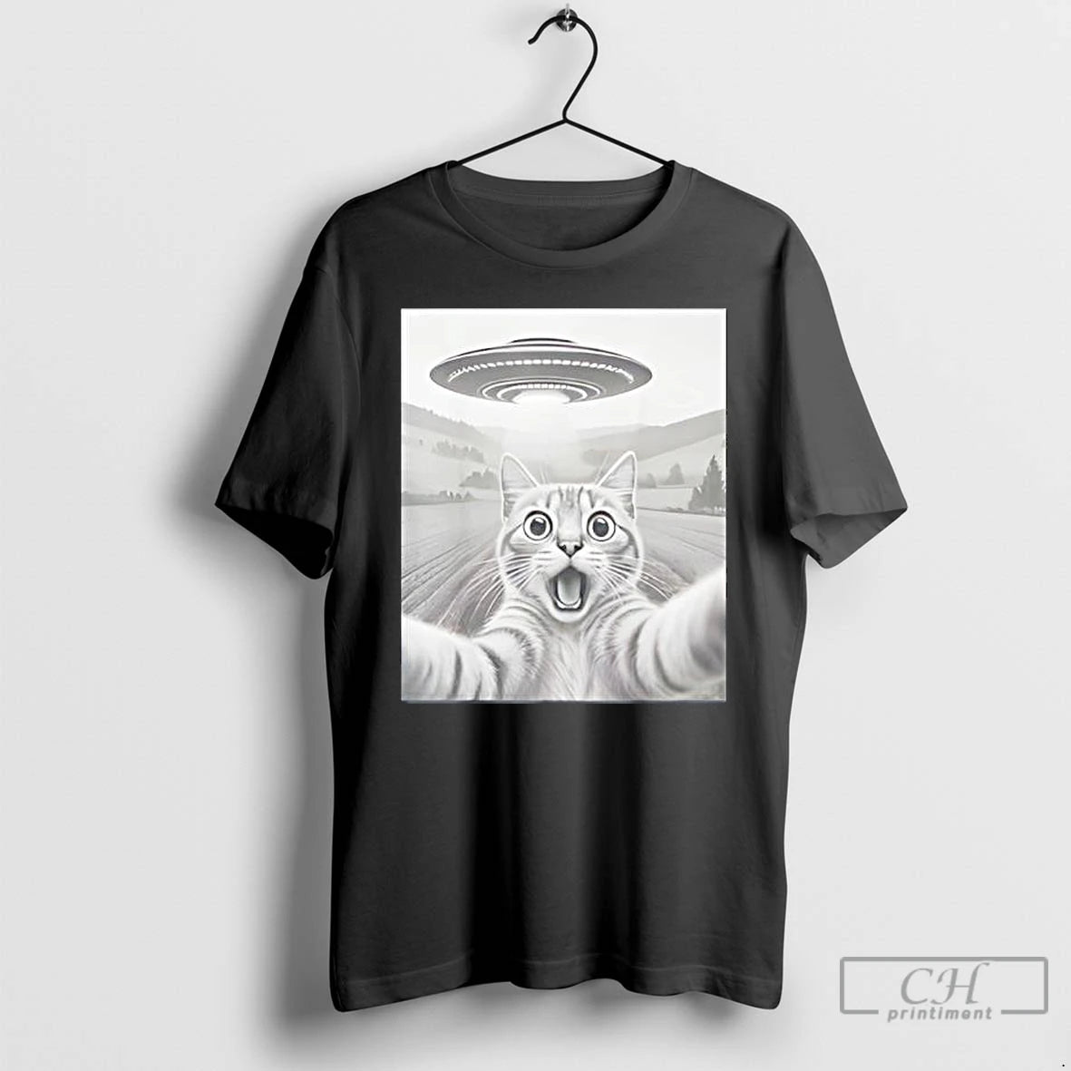 Classic Cat Selfie With Alien Ufo Funny Cat Gifts T-Shirts, Hoodie, Sweatshirt | DripVista.com