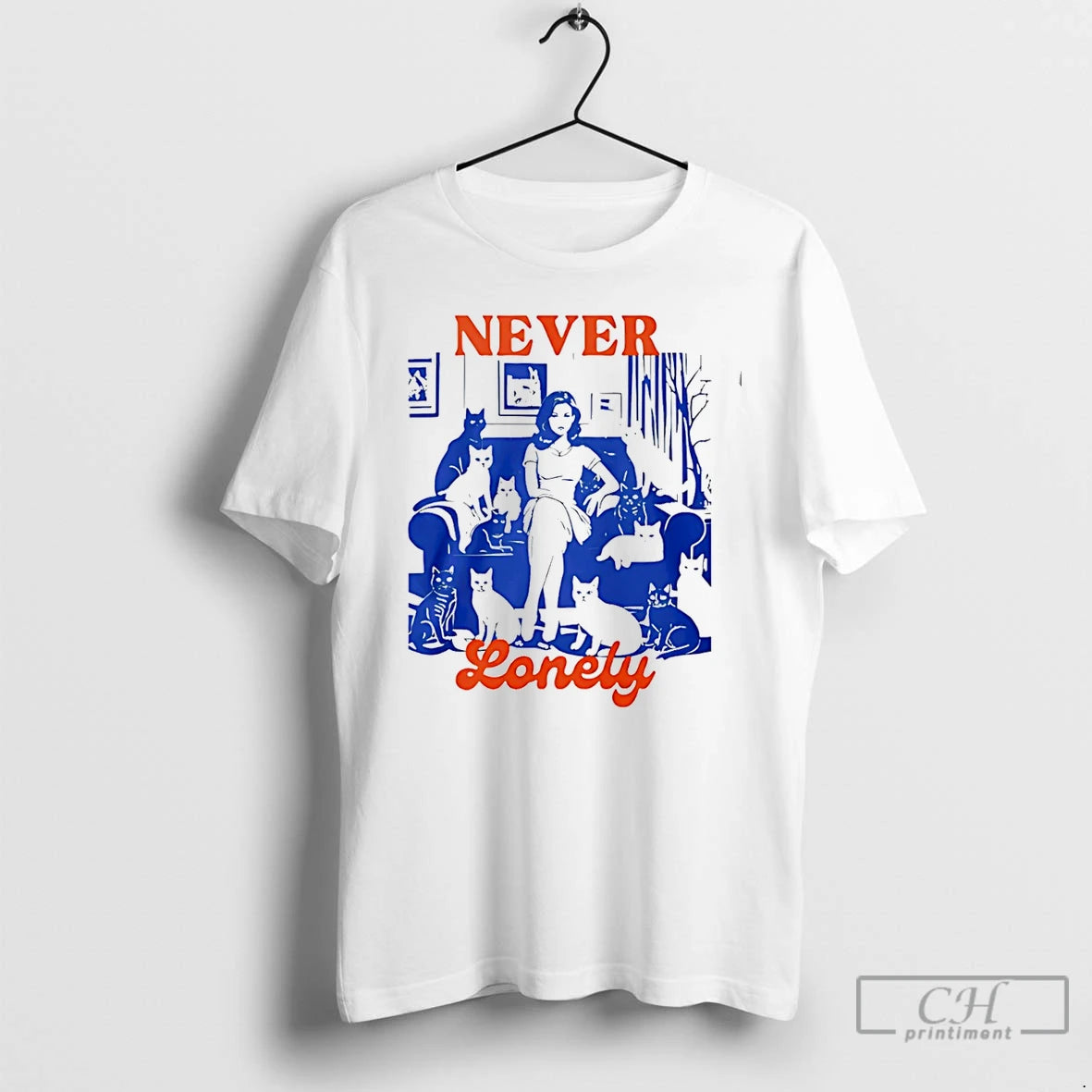 Classic Cat Lady Never Lonely T-Shirts, Hoodie, Sweatshirt | DripVista.com