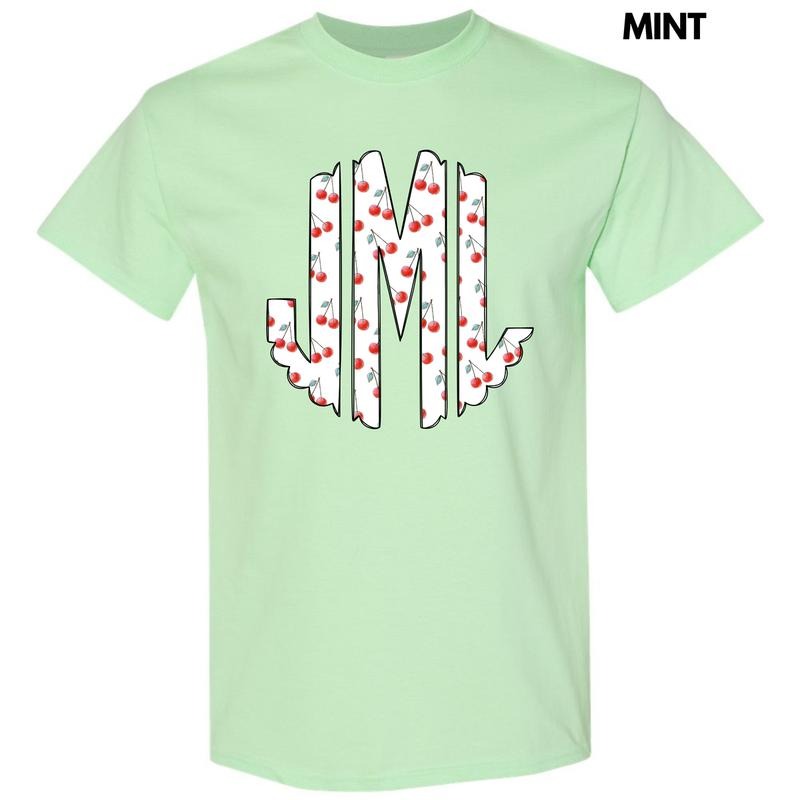 Classic Cherries Monogram Gildan Short Sleeve T-Shirt 'NLB'