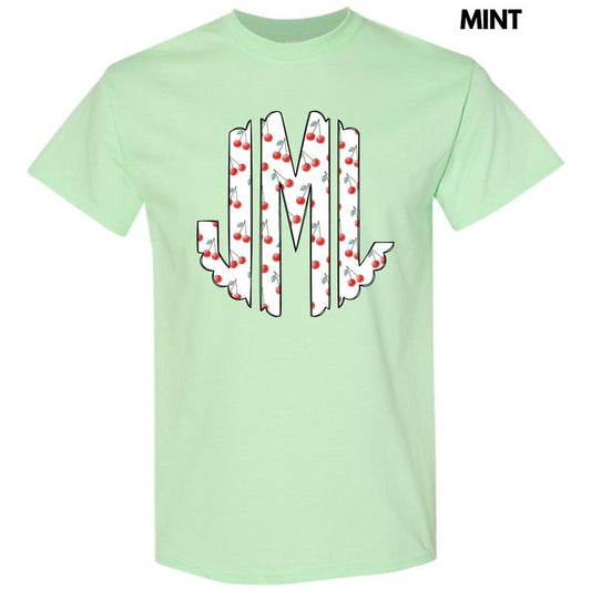 Classic Cherries Monogram Gildan Short Sleeve T-Shirt 'NLB'