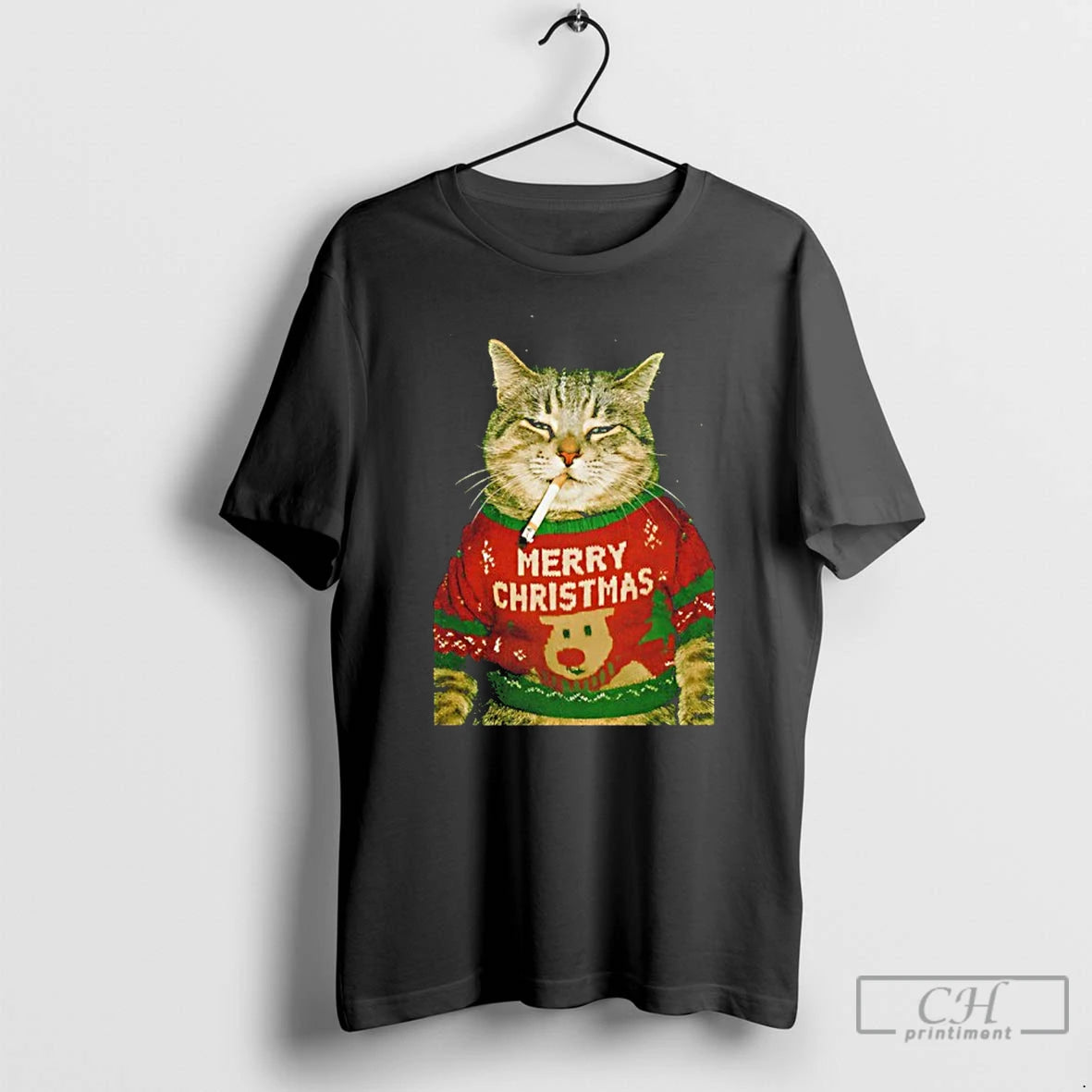 Classic Christmas Cat Smoking Funny T-Shirts, Hoodie, Sweatshirt | DripVista.com