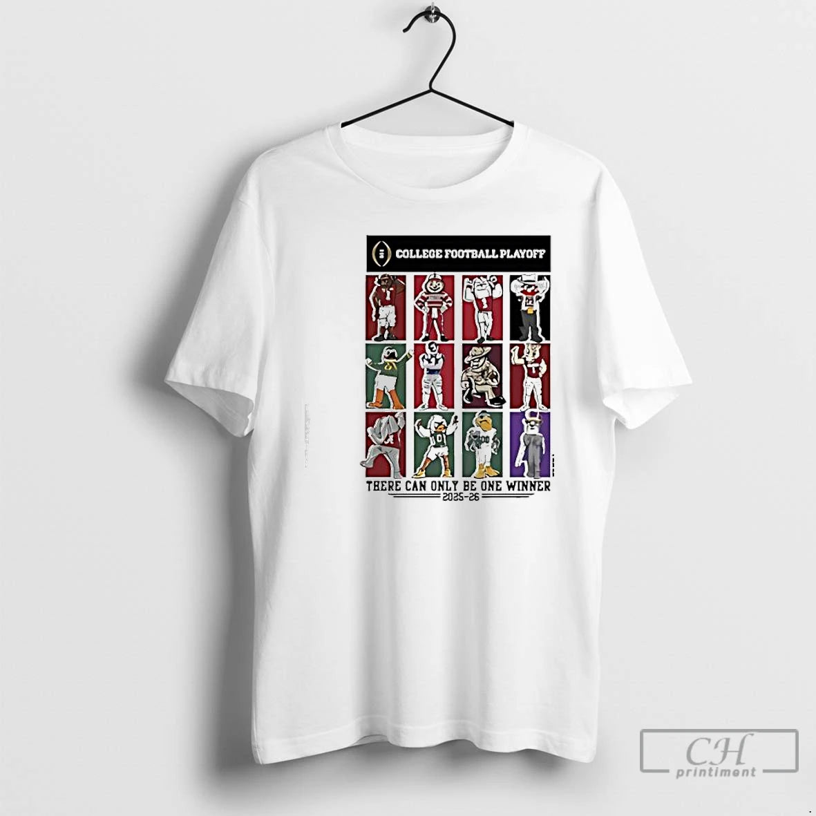 Classic College Football Playoff 12 Team Mascots There Can Only Be One Winner 2025 T-Shirts, Hoodie, Sweatshirt