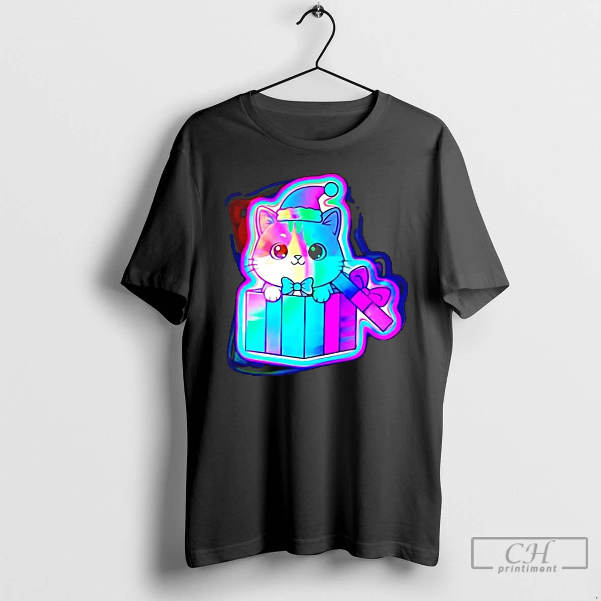 Classic Cute Christmas Cat Neon T-Shirts, Hoodie, Sweatshirt | DripVista.com
