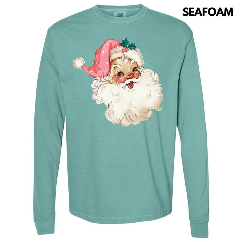 Classic Cutesy Santa Face Long Sleeve Comfort Colors T-Shirt 'NLB'