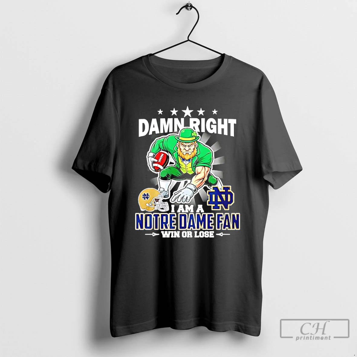 Classic Damn Right I Am A Notre Dame Fan Win Or Lose Mascot 25 T-Shirts, Hoodie, Sweatshirt | DripVista.com