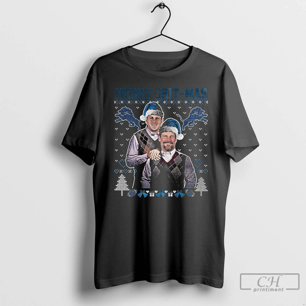 Classic Dan Campbell Jared Goff Merry Grit Mas Detroit Lions Christmas T-Shirts, Hoodie, Sweatshirt | DripVista.com