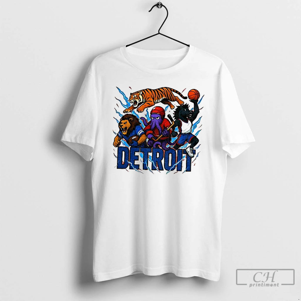 Classic Detroit Sports Team Mascots Detroit Lions Tigers Red Wings Pistons T-Shirts, Hoodie, Sweatshirt | DripVista.com