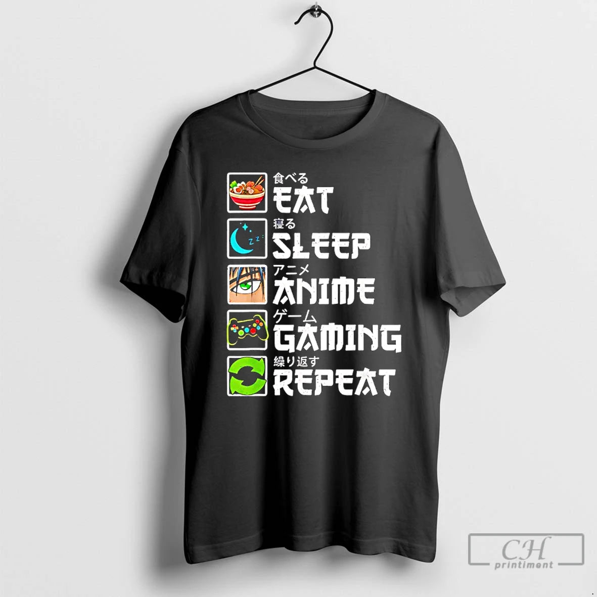 Classic Eat Sleep Anime Gaming Repeat Gamer T-Shirts, Hoodie, Sweatshirt | DripVista.com