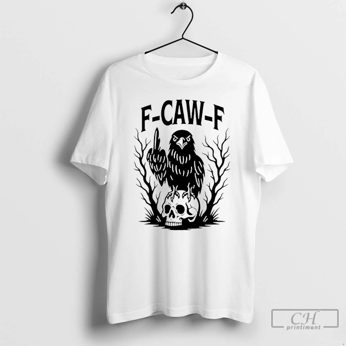 Classic F Caw F Gothic Raven Middle Finger T-Shirts, Hoodie, Sweatshirt | DripVista.com