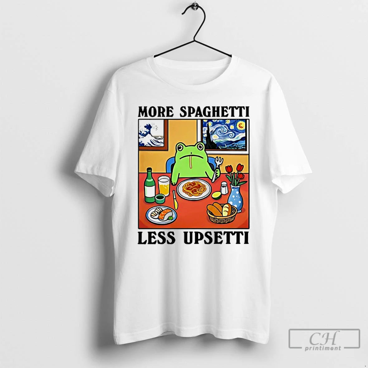 Classic Frog More Spaghetti Less Upsetti Meme T-Shirts, Hoodie, Sweatshirt | DripVista.com