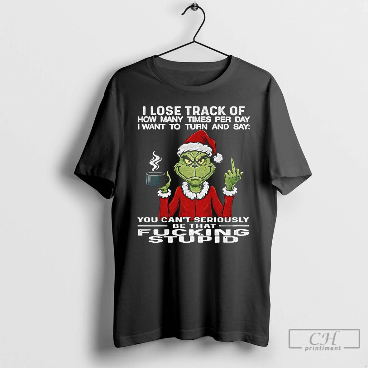 Classic Grinch Santa Middle Finger I Lose Track Of How Many Times Per Day T-Shirts, Hoodie, Sweatshirt | DripVista.com