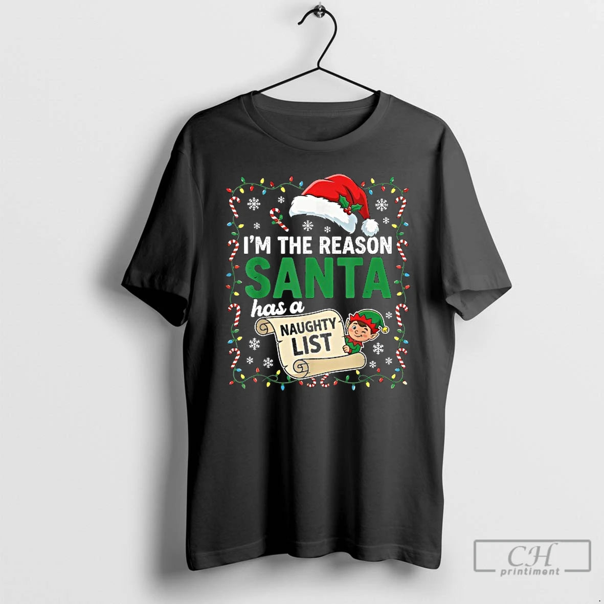 Classic Im The Reason Santa Has A Naughty List Christmas Elf T-Shirts, Hoodie, Sweatshirt | DripVista.com