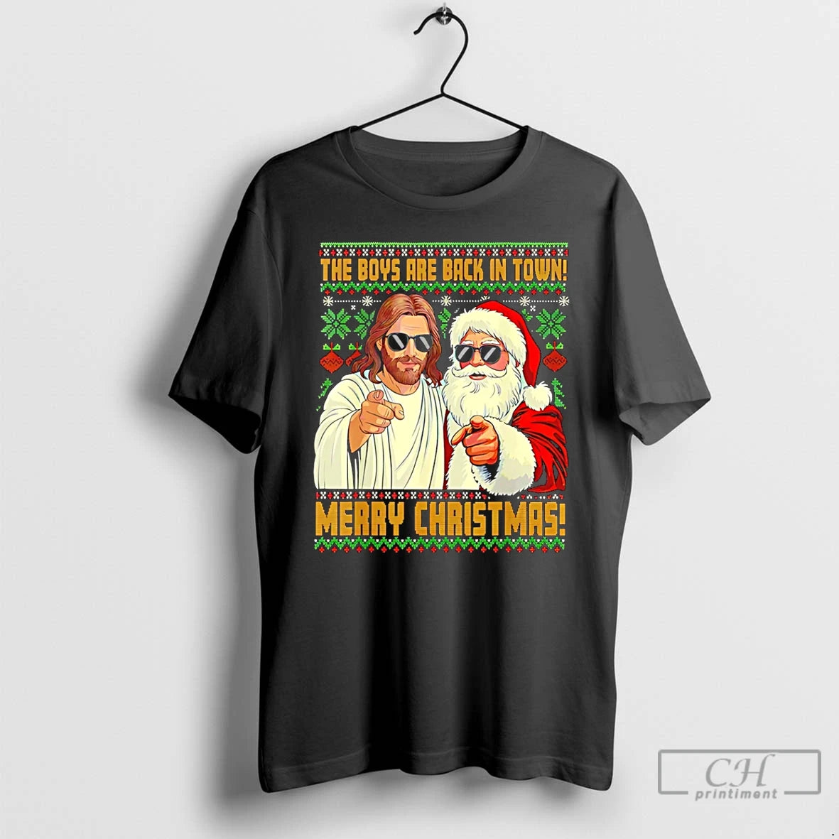 Classic Jesus Santa The Boys Are Back In Town Merry Christmas T-Shirts, Hoodie, Sweatshirt | DripVista.com