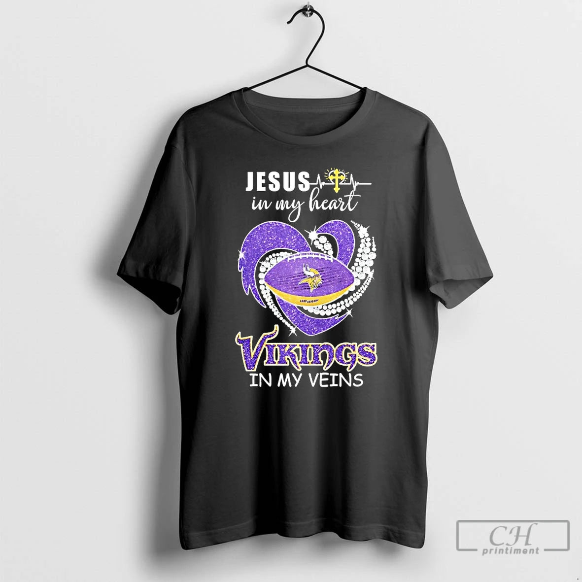 Classic Jesus In My Heart Minnesota Vikings In My Veins T-Shirts, Hoodie, Sweatshirt | DripVista.com