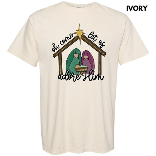 Classic Let Us Adore Him Comfort Colors T-Shirt 'NLB'